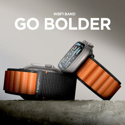 Cinturino Spigen WBF1 per Apple Watch 49mm / 46mm / 45mm / 44mm Series, Nero Arancione