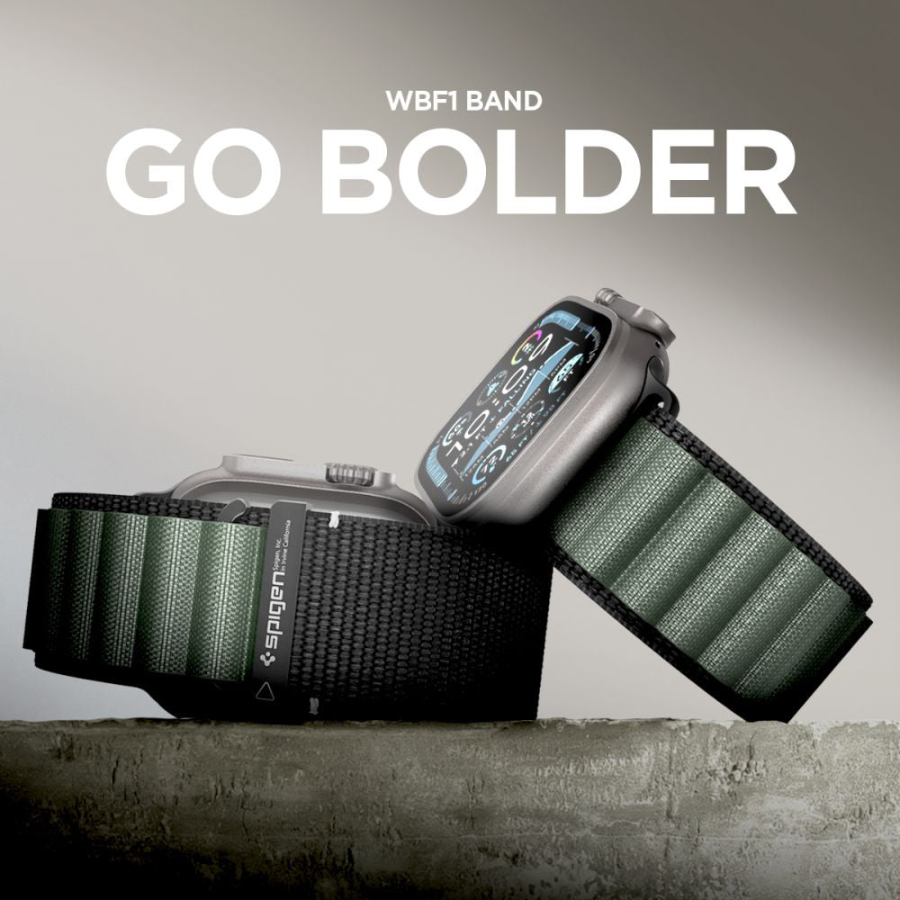 Cinturino Spigen WBF1 per Apple Watch 49mm / 46mm / 45mm / 44mm Series, Nero Verde