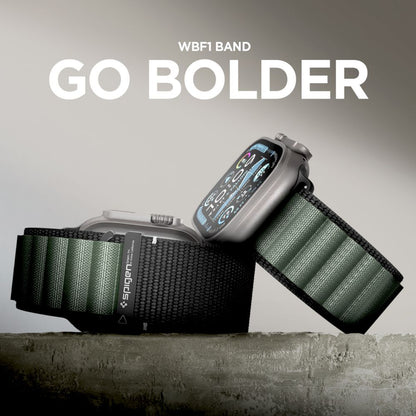 Cinturino Spigen WBF1 per Apple Watch 49mm / 46mm / 45mm / 44mm Series, Nero Verde