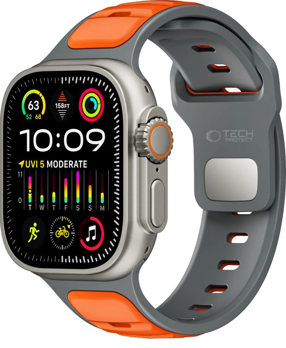 Cinturino Tech-Protect Iconband Line per Apple Watch 49mm / 46mm / 45mm / 44mm Series, Grigio Arancione