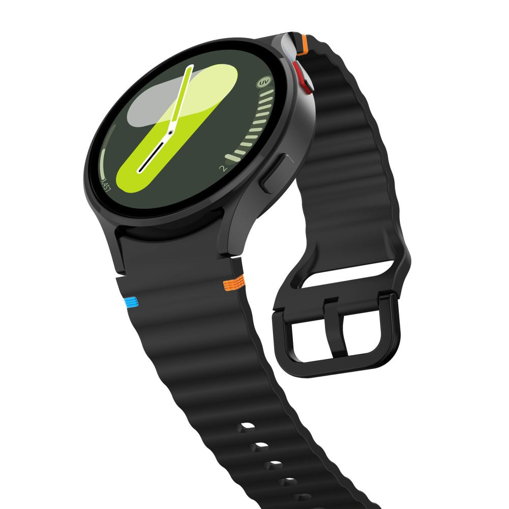 Tech-Protect Cinturino sportivo in silicone per Samsung Galaxy Watch7 / Watch FE / Watch6 / Watch5 / Watch4, nero 