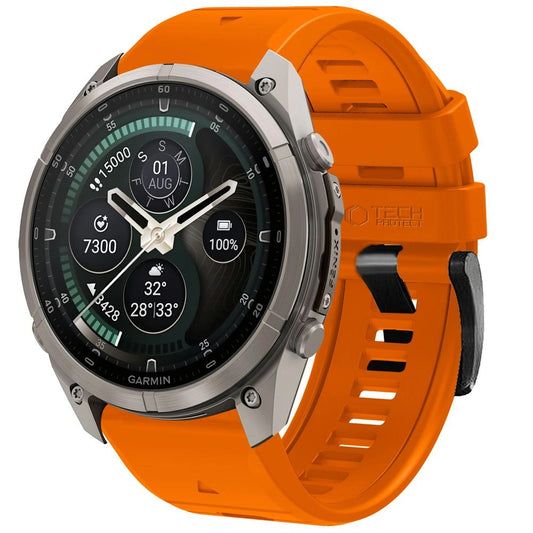 Cinturino in silicone Techsuit per Garmin Fenix 5 / 6 / 6 Pro / 7 / 8 / 8 Pro / E / 9 / 9 Pro, arancione

