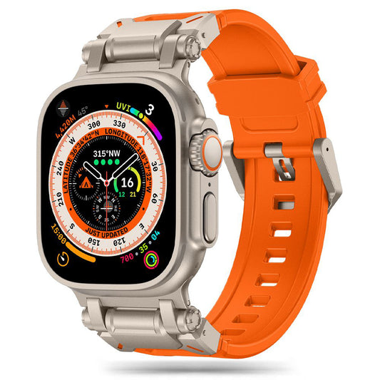 Cinturino Techsuit W064 per Apple Watch 49mm / 46mm / 45mm / 44mm / 42mm Series, Argento Arancione