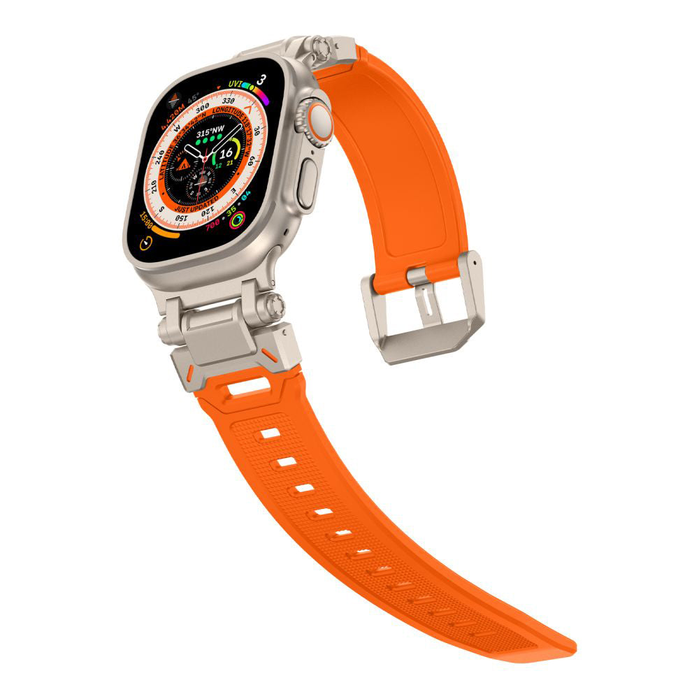 Techsuit W064 Strap for Apple Watch 49mm / 46mm / 45mm / 44mm / 42mm Series, Silver Orange