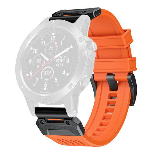 Cinturino Techsuit W068 per Garmin Watch Fenix / Forerunner / Approach Series, 22mm, Arancione Nero