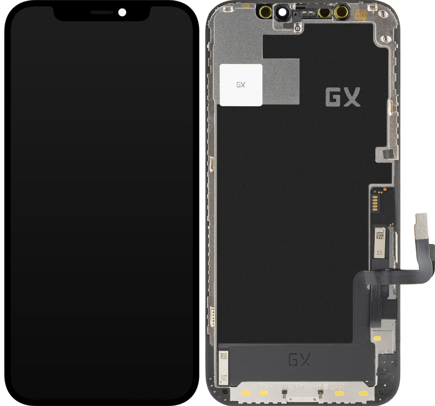 Display touchscreen GX per Apple iPhone 12 / 12 Pro, con cornice, versione mobile OLED IC, nero