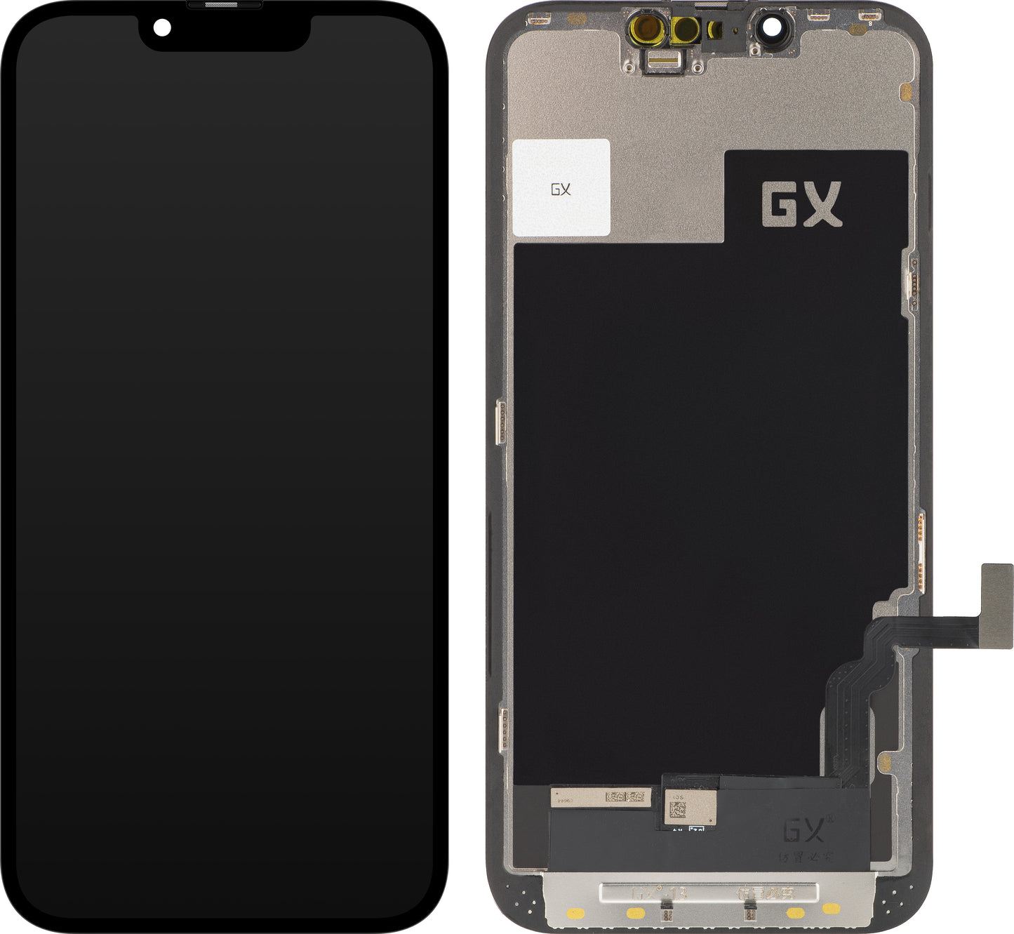 Display touchscreen GX per Apple iPhone 13, con cornice, versione mobile OLED IC, nero