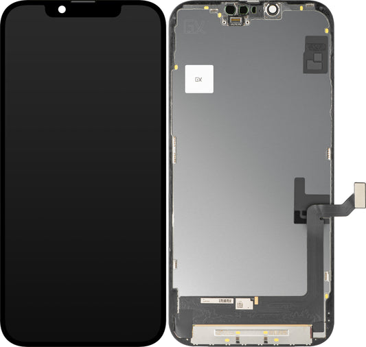 Display con Touchscreen GX per Apple iPhone 14 Plus, con Cornice, Versione OLED IC Movable, Nero