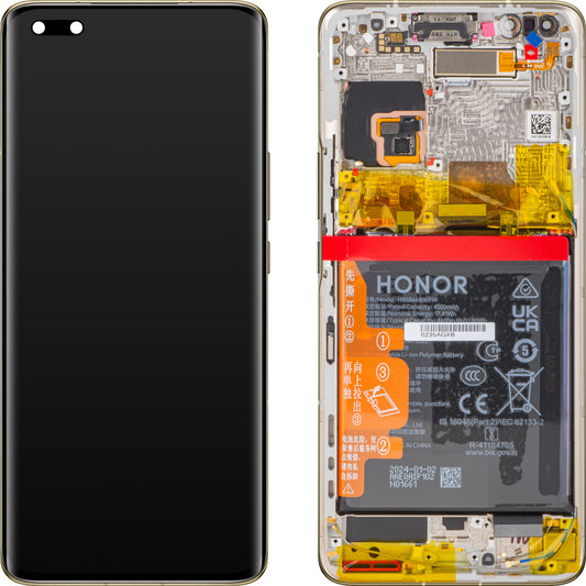 Display touchscreen Touchscreen Honor Magic4 Pro, con cornice e batteria, oro, Service Pack 0235AGXB 