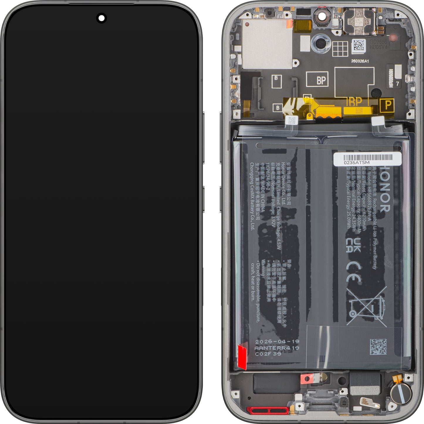 Display con Touchscreen Honor 600, con Cornice e Batteria, Nero, Service Pack 0235ATSM