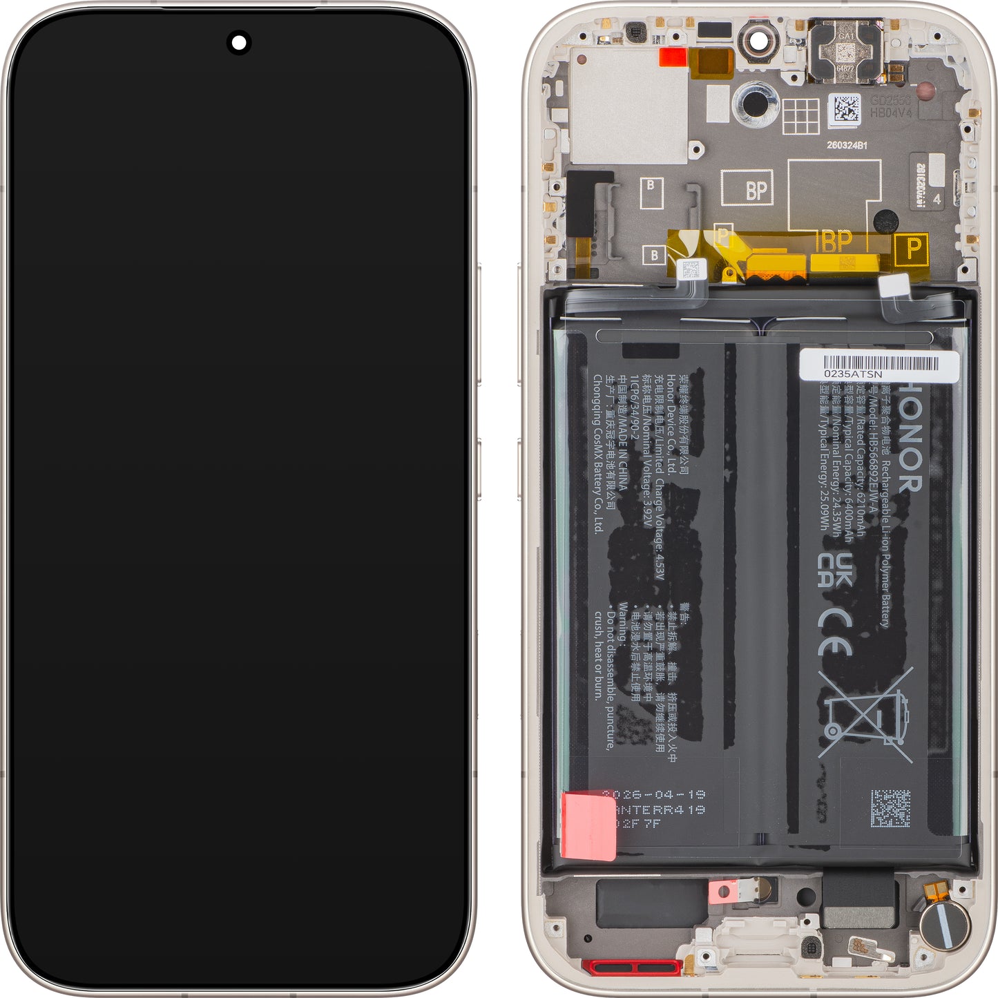 Display con Touchscreen Honor 600, con Cornice e Batteria, Oro (Golden White), Service Pack 0235ATSN