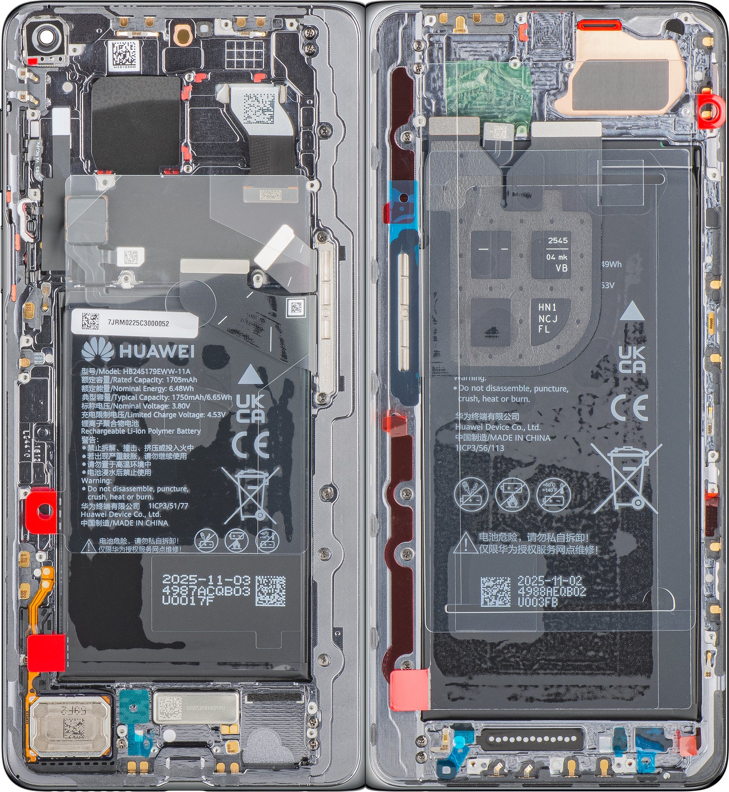 Display con Touchscreen Huawei Mate X7, con Cornice e Batteria, Grigio, Service Pack 02357JRM