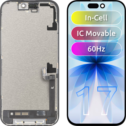 Display con Touchscreen JK per Apple iPhone 17, con Cornice, Versione LCD In-Cell IC Movable, Nero
