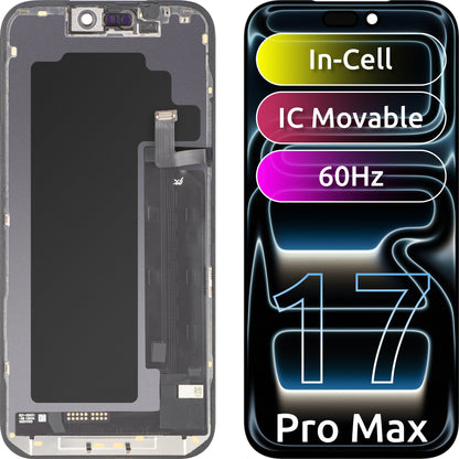 Display con Touchscreen JK per Apple iPhone 17 Pro Max, con Cornice, Versione LCD In-Cell IC Movable, Nero