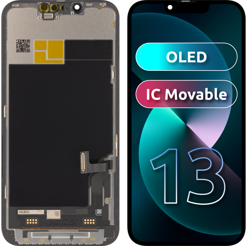 Display touchscreen JK per Apple iPhone 13, con cornice, versione mobile OLED IC, nero 