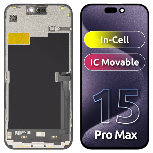Display touchscreen JK per Apple iPhone 15 Pro Max, con cornice, versione In-Cell LCD, nero 