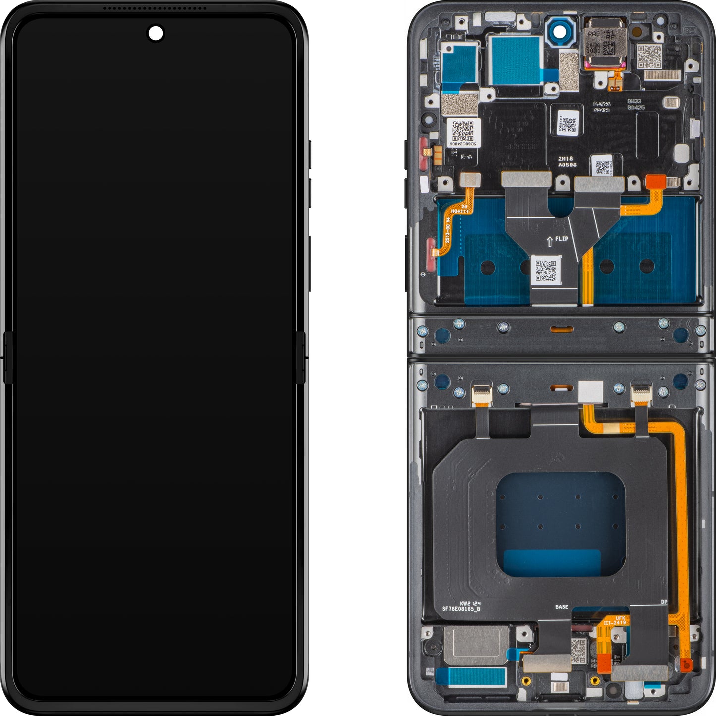 Display con Touchscreen Motorola Razr 2024 / Razr 50, con Cornice, Sub Inner, Grigio (Steel Wool), Service Pack 5D68C24806
