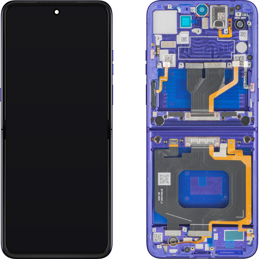Display con Touchscreen Motorola Razr Ultra 2026 / Razr 70 Ultra, con Cornice, Sotto Inner, Blu (Pantone Orient Blue) Service Pack 5D68C32859