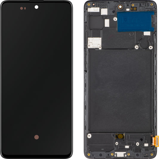 Display con Touchscreen MP compatibile con Samsung Galaxy A71 A715, con Cornice, Versione OLED, Nero, Swap
