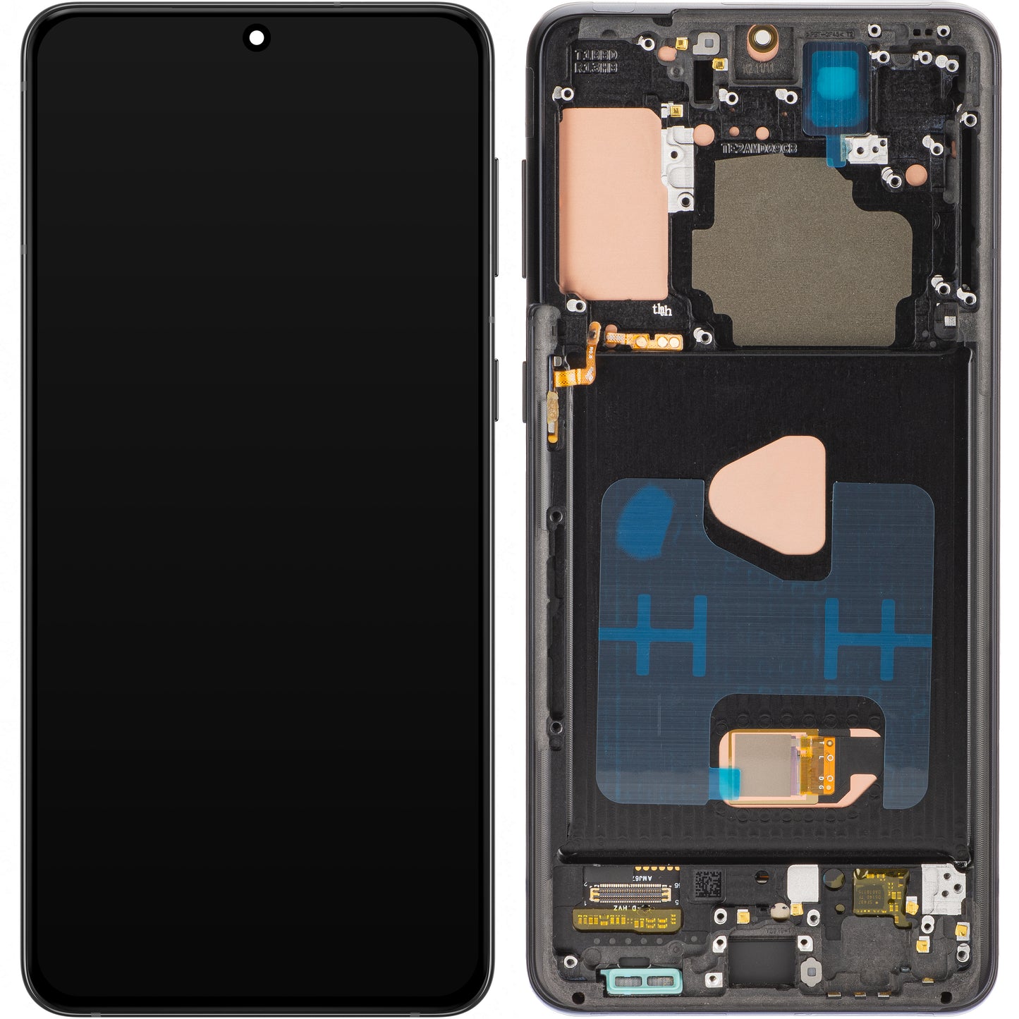 Display con Touchscreen MP compatibile con Samsung Galaxy S21+ 5G G996, con Cornice, Versione OLED, Nero