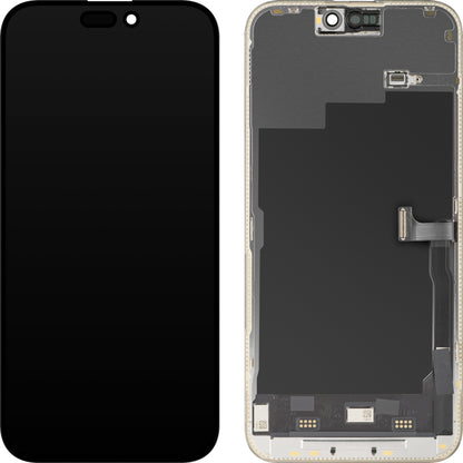 Display con Touchscreen MP compatibile con Apple iPhone 15 Pro Max, con Cornice, Versione Soft OLED 120Hz FHD Diagnostic, Nero