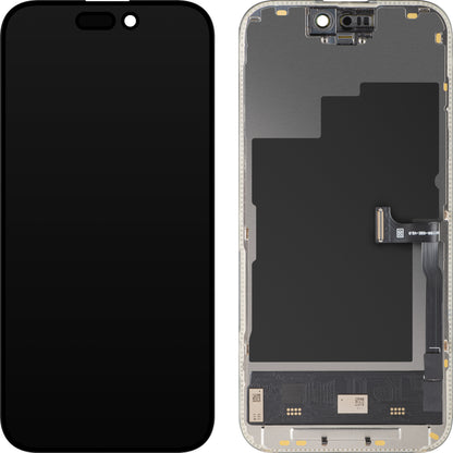 Display con Touchscreen MP compatibile con Apple iPhone 15 Pro, con Cornice, Versione Soft OLED FHD 120Hz Diagnostic, Nero