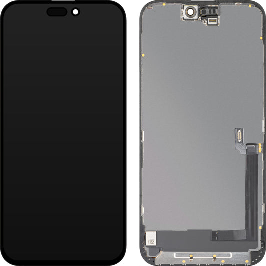 Display con Touchscreen MP compatibile con Apple iPhone 16 Plus, con Cornice, Versione OLED FHD Diagnostic, Nero