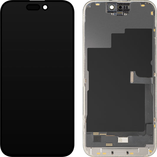 MP Touchscreen Display compatible with Apple iPhone 15 Pro, with Frame, OLED FHD Diagnostic Version, Black