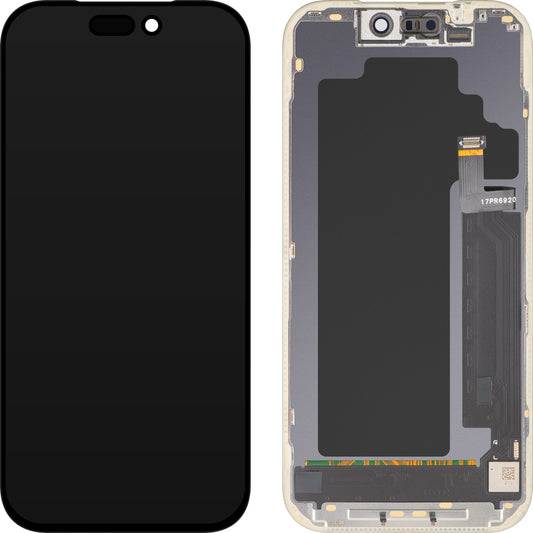 Display con Touchscreen MP compatibile con Apple iPhone 17 Pro, con Cornice, Versione OLED FHD IC Movable, Nero