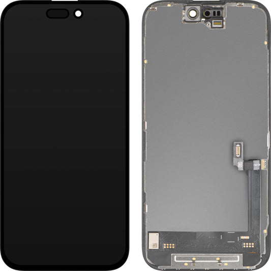 Display con Touchscreen MP compatibile con Apple iPhone 16, con Cornice, Versione Soft OLED FHD 120Hz IC Movable, Nero