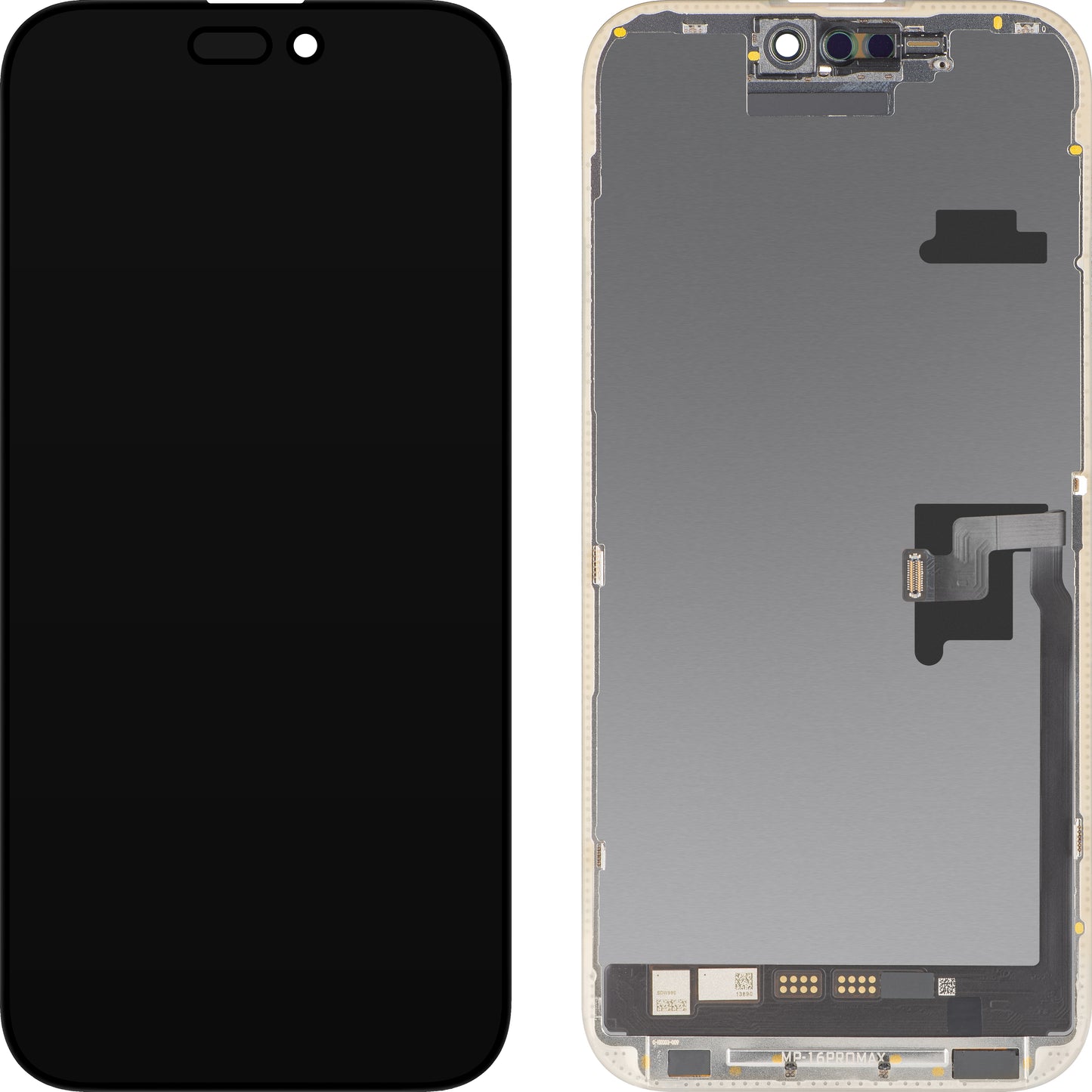 Display con Touchscreen MP compatibile con Apple iPhone 16 Pro Max, con Cornice, Versione Soft OLED FHD IC Movable, Nero