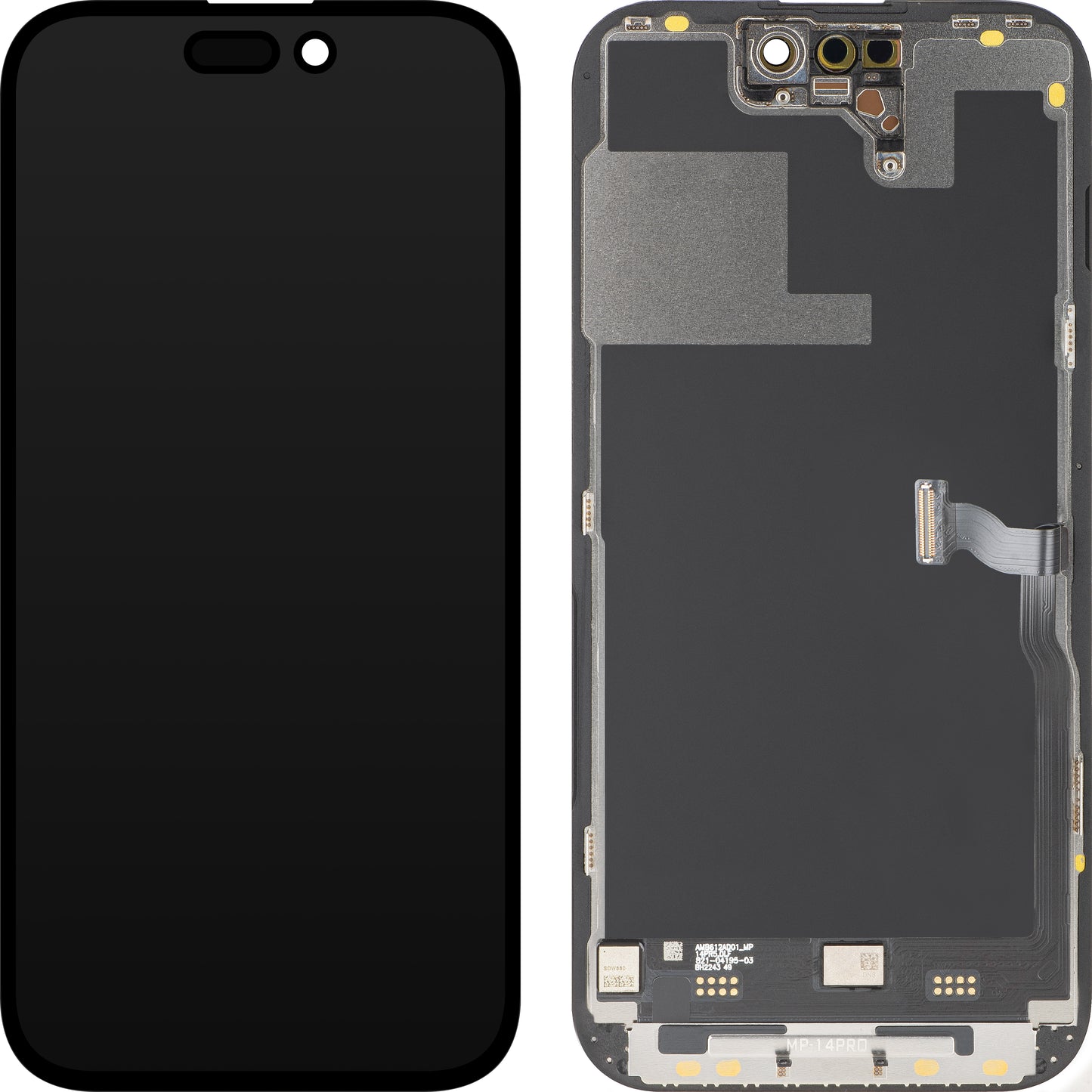Display con Touchscreen MP compatibile con Apple iPhone 14 Pro, con Cornice, Versione Premium Soft OLED FHD 120Hz Diagnostico, Nero