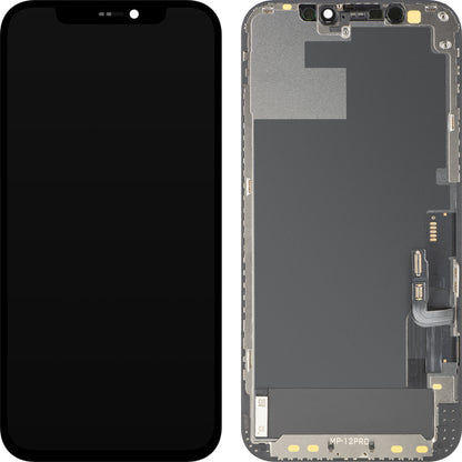 Display con Touchscreen MP compatibile con Apple iPhone 12 / 12 Pro, con Cornice, Versione OLED FHD IC Movable, Nero