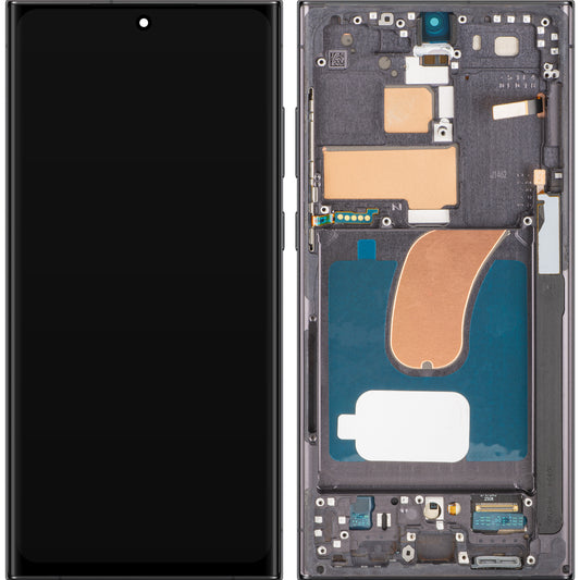 Display con Touchscreen MP compatibile con Samsung Galaxy S23 Ultra S918, con Cornice, Versione OLED, Nero, Swap
