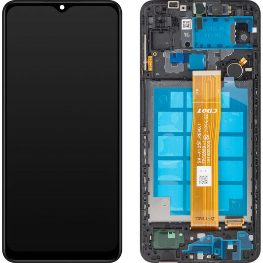 Display con Touchscreen MP compatibile con Samsung Galaxy A12 A125 / A12 Nacho A127, con Cornice, Nero, Ricondizionato