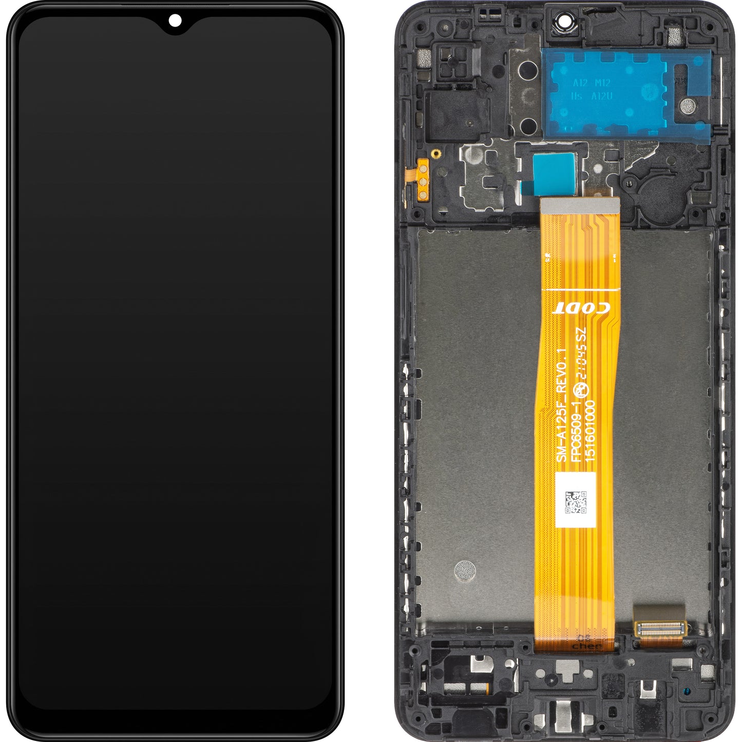 Display touchscreen MP compatibile con Samsung Galaxy A12 Nacho A127 / A12 A125, con cornice, nero 