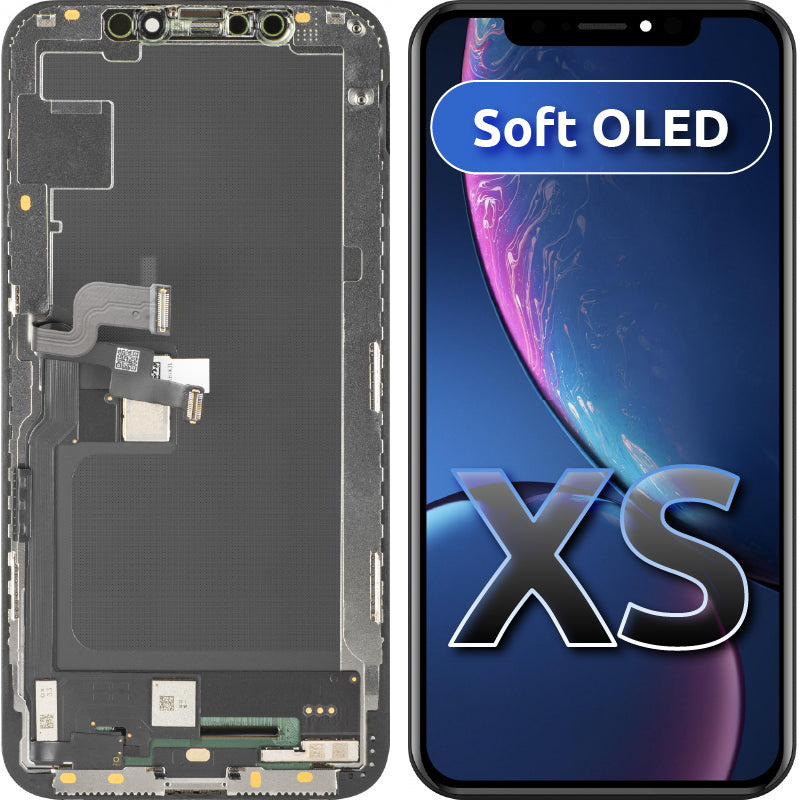 Display con Touchscreen MP compatibile con Apple iPhone XS, con Cornice, Versione Soft OLED FHD, Nero