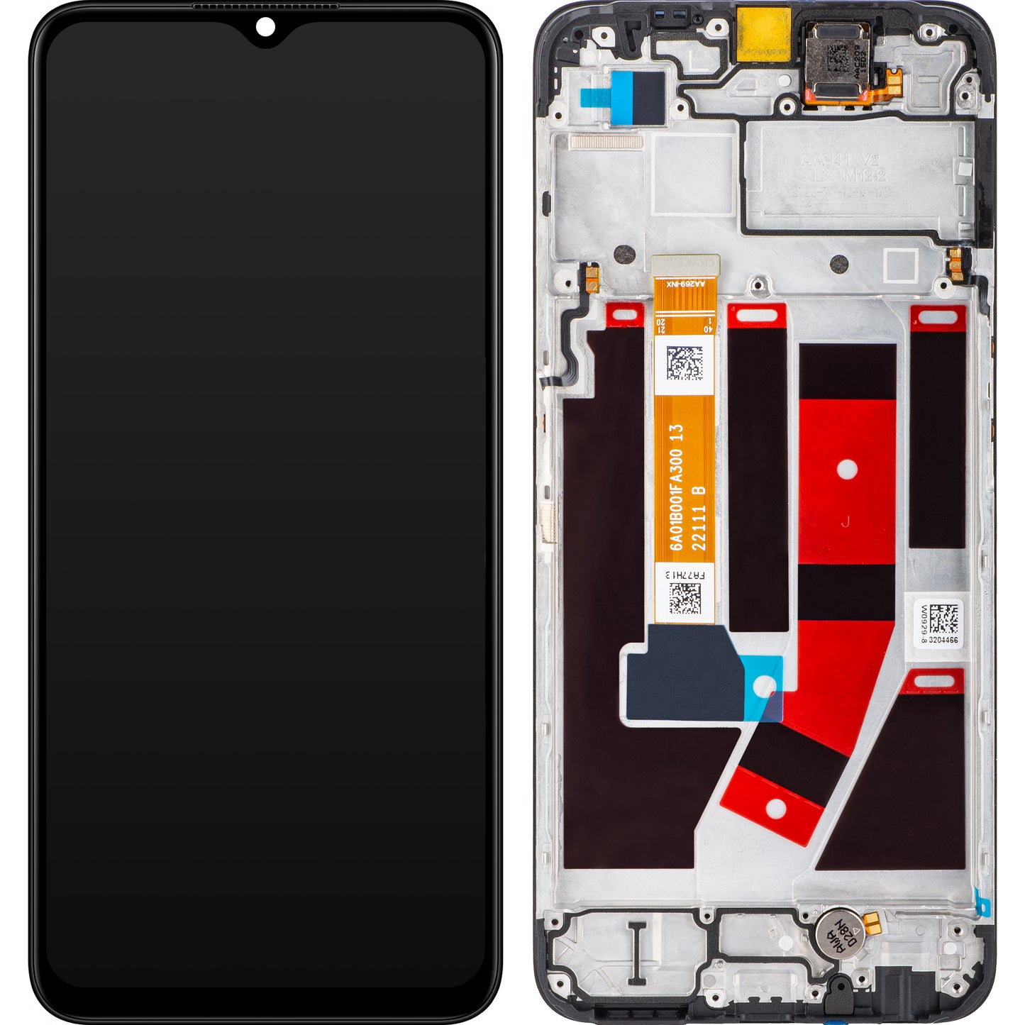 Display con schermo touchscreen Oppo A77 4G / A57s / Oneplus Nord N20 SE, con cornice, nero, Service Pack 4130254