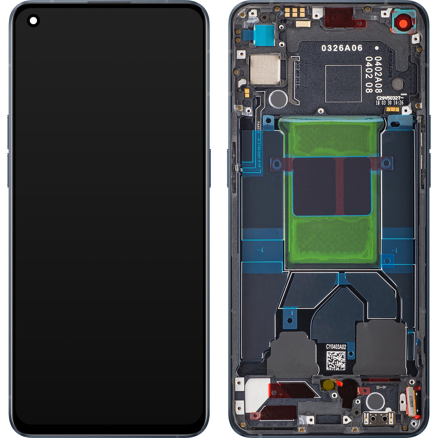 Display touchscreen Oppo Reno6 5G, con cornice, nero (nero stellare), Service Pack 4907749