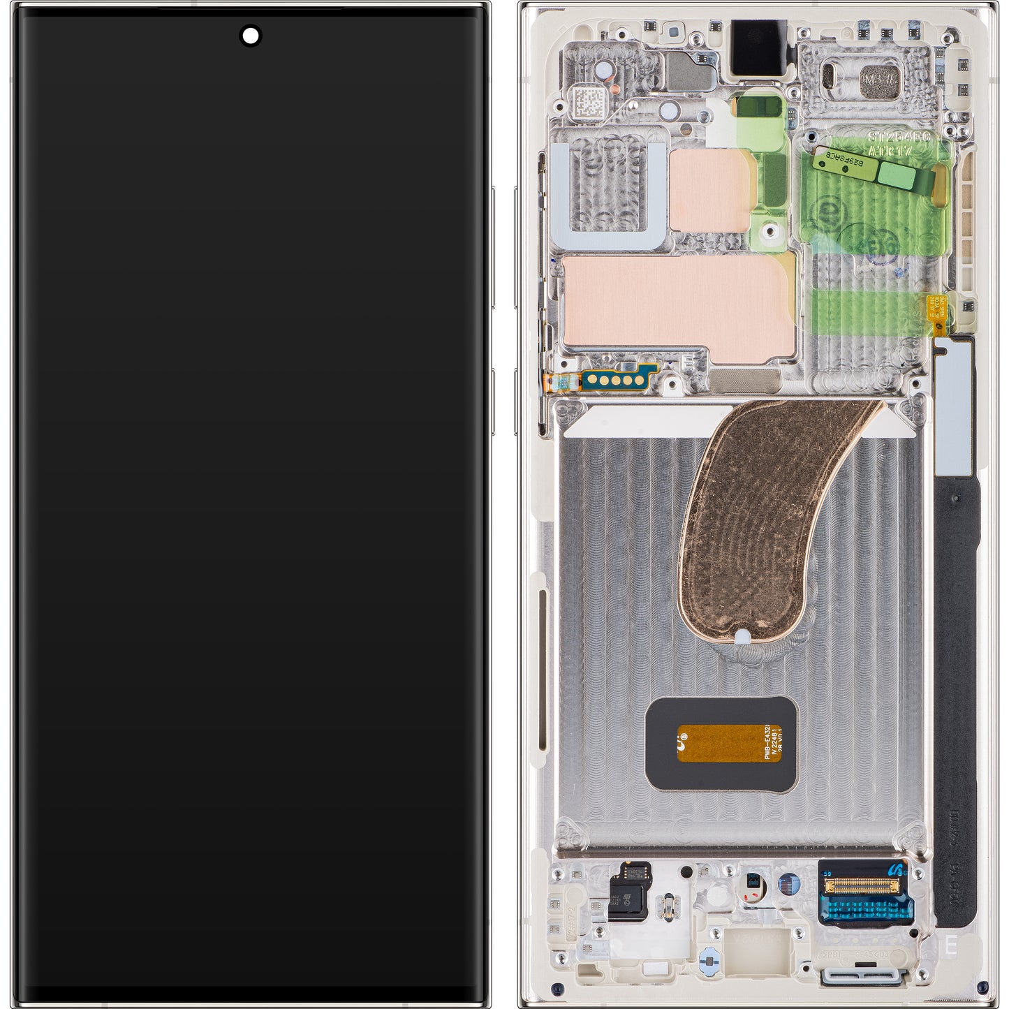 Display touchscreen Samsung Galaxy S23 Ultra S918, con cornice, bianco (crema), Service Pack GH82-30466B