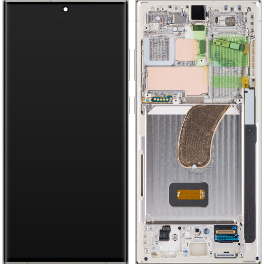 Display touchscreen Samsung Galaxy S23 Ultra S918, con cornice, bianco (crema), Service Pack GH82-30466B