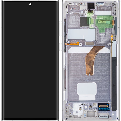 Display touchscreen Samsung Galaxy S22 Ultra 5G S908, con cornice, bianco, Service Pack GH82-27488C