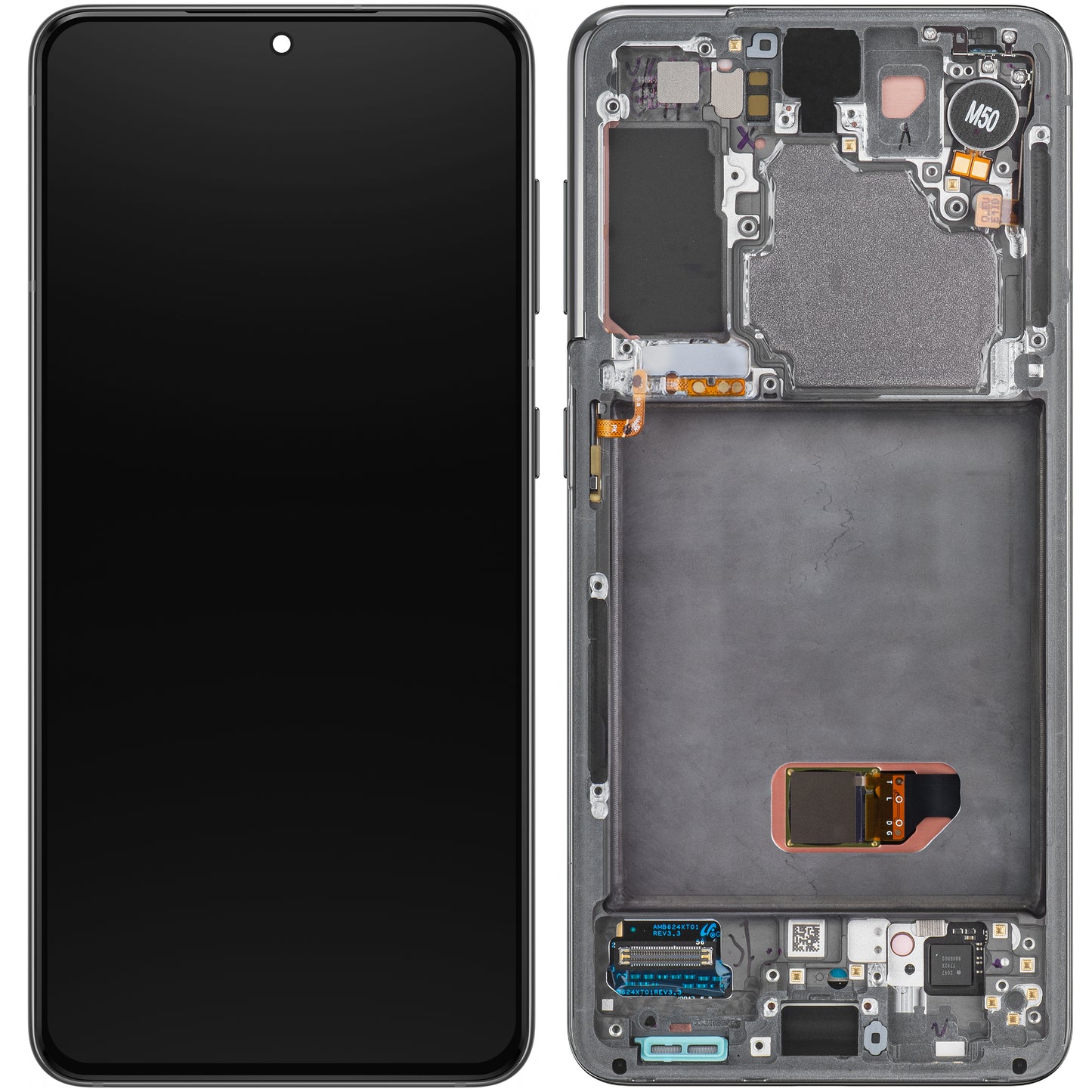 Display touchscreen Samsung Galaxy S21 5G G991, con cornice, grigio, Service Pack GH82-27256A