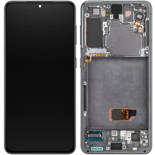 Display touchscreen Samsung Galaxy S21 5G G991, con cornice, grigio, Service Pack GH82-27256A