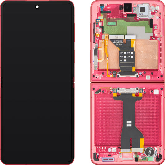 Display con Touchscreen Samsung Galaxy Z Flip7 F766, con Cornice, Sub Inner, Corallo (Coral Red), Service Pack GH82-37581D