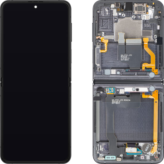 Display con Touchscreen Samsung Galaxy Z Flip4 F721, con Cornice, Sub Inner, Grigio (Graphite), Service Pack GH82-30238A