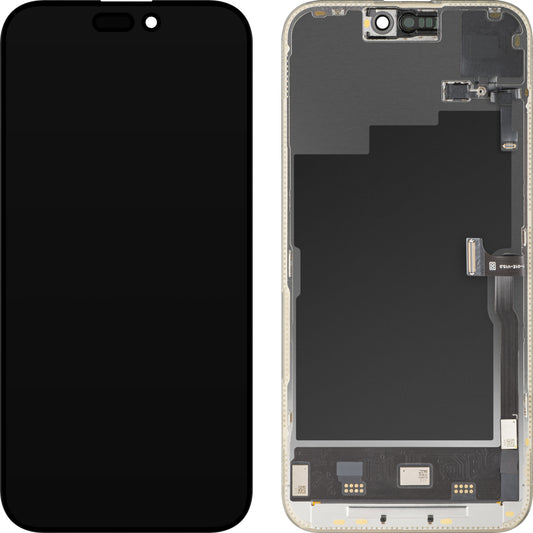 Display con Touchscreen e Sensore di Prossimità MP compatibile con Apple iPhone 15 Pro Max, con Cornice, Versione Software OLED FHD 120Hz Diagnostica, Nero