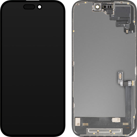 Display con Touchscreen e Sensore di Prossimità MP compatibile con Apple iPhone 16, con Cornice, Versione Software OLED FHD Diagnostica, Nero