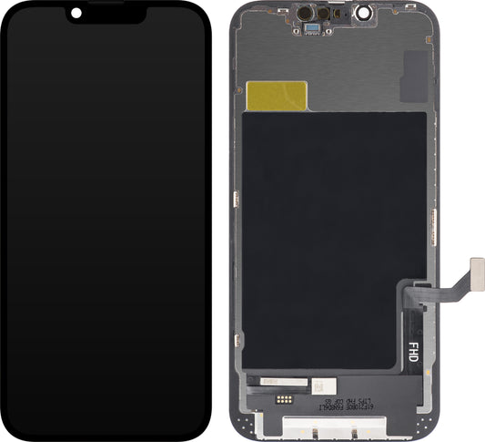 ZY Display touchscreen per Apple iPhone 14, con cornice, LCD In-Cell IC mobile, nero 