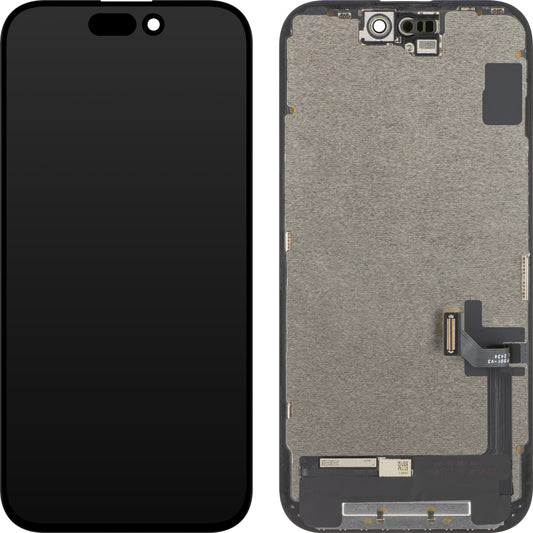 ZY Display touchscreen per Apple iPhone 15, con cornice, LCD In-Cell IC mobile, nero 